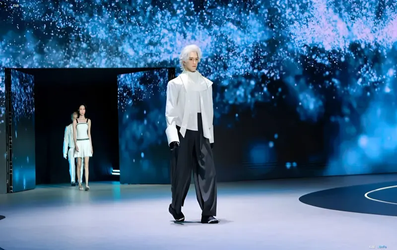 UBTECH UWORLD U1 companion robot on runway in white jacket and black pants, showcasing emotions and style, price from 120,000 yuan