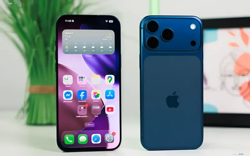 iPhone 18 Pro Max concept with blue body and updated camera, illustrating Apple's focus on efficiency rather than battery capacity