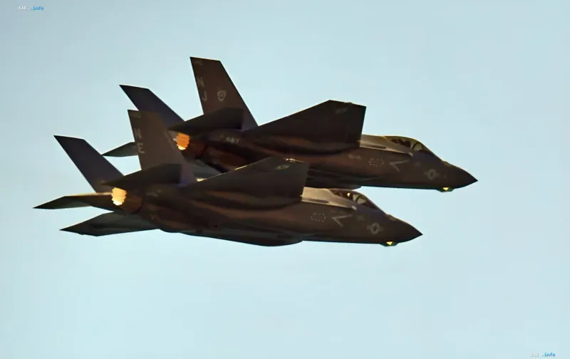 US-Marine F-35 Lightning II-Jäger im Flug — Symbol des westlichen militärischen Drucks auf die Türkei wegen S-400