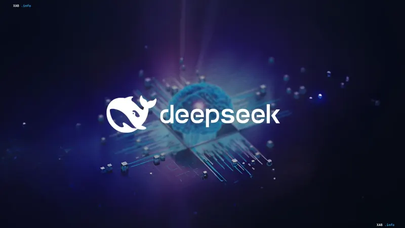 Логотип DeepSeek на фоне цифровой схемы, символизирующий китайский ИИ-гигант, который может быть изолирован от мирового рынка