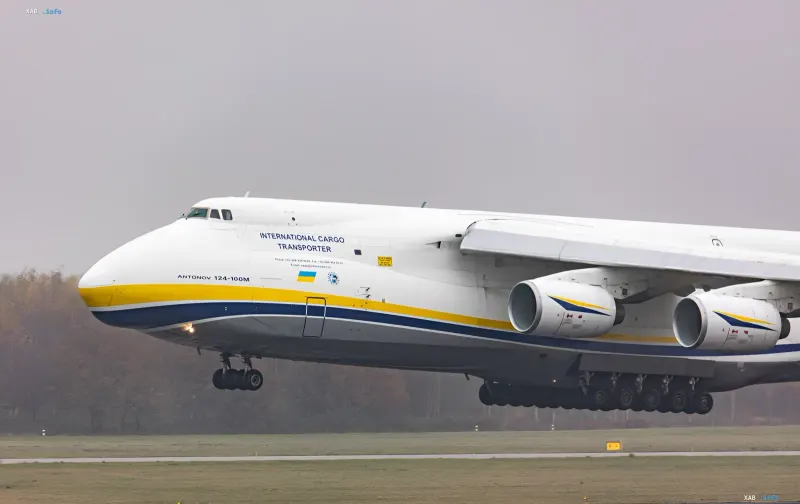 An-124-100M 'Ruslan' landing at an airfield near Leipzig, debunking rumors of weapon transport