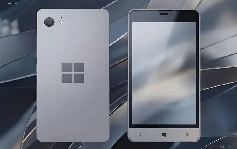 Concept of the 2014 Microsoft Raven smartphone: front and back view with Windows logo