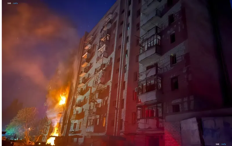 Пожар в многоэтажном жилом доме в Краматорске после массированной атаки КАБами в ночь на 13 августа