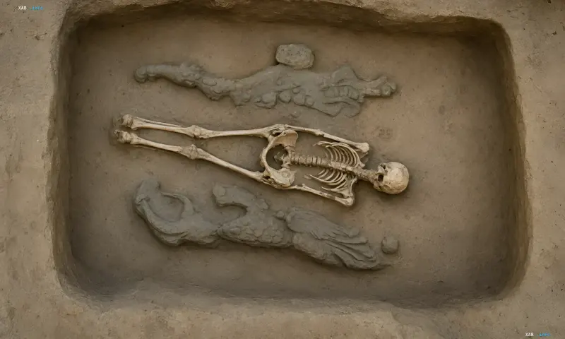 4300-летняя гробница в Внутренней Монголии с человеческим скелетом и глиняными фигурами дракона и феникса
