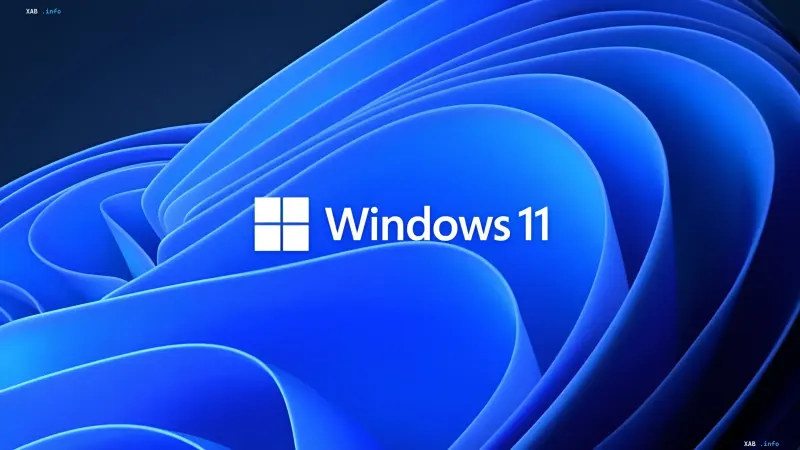 Официальный логотип Windows 11 на синем абстрактном фоне, символизирующий обновление контекстного меню и новые настройки правого клика