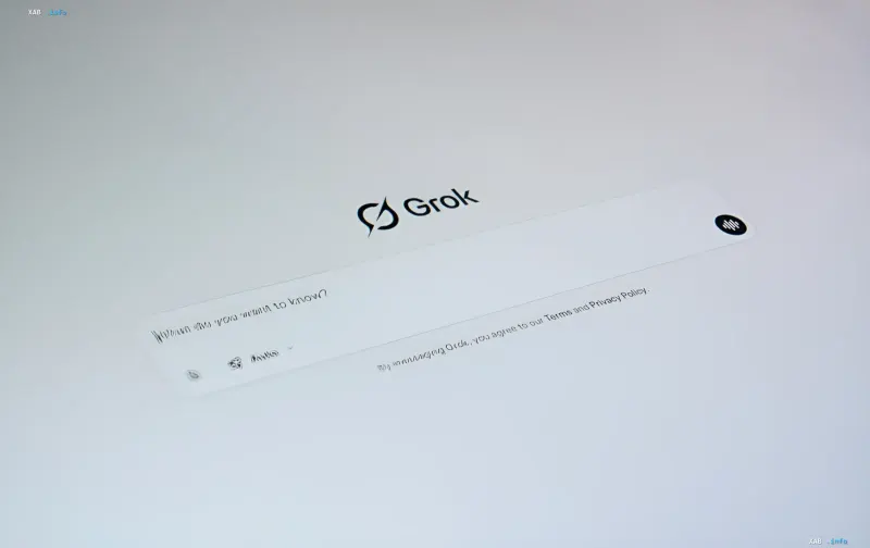 Grok-Chatbot-Interface mit Eingabefeld und Logo, der die Schwachstelle zeigt, die Hackern über verschlüsselte Anweisungen den Zugriff auf den Chatverlauf ermöglicht