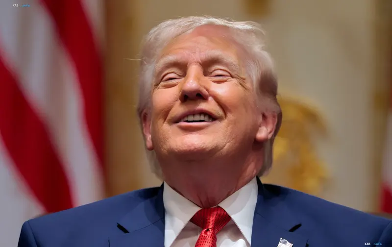 Donald Trump vor der US-Flagge nach der Einführung von 50-Prozent-Zöllen auf kanadische Waren