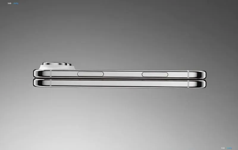 Foldable iPhone Ultra concept in side profile: slim metal body, side buttons and a protruding camera module