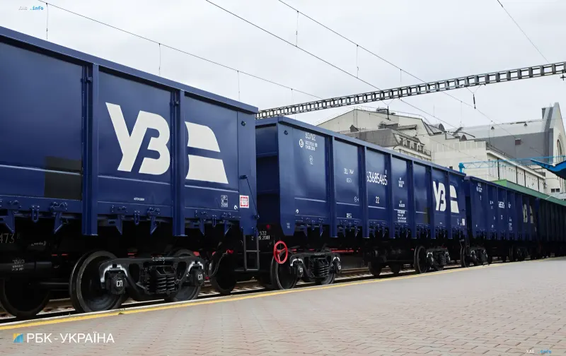 Blaue gedeckte Güterwagen der UZ am Bahnhof: steigende Eisenbahntarife und Logistikkosten treiben die Wohnungspreise
