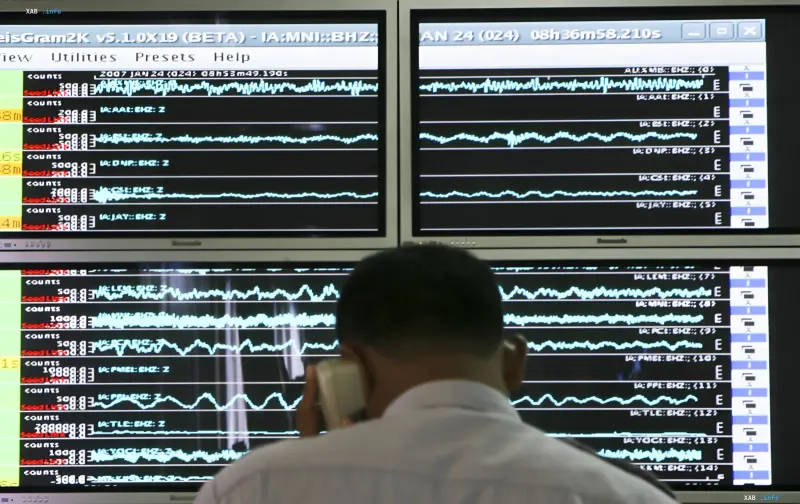 Seismogramme auf Monitoren: Aufnahme eines Erdbebens der Stärke 1,8 in der Oblast Iwano-Frankiwsk