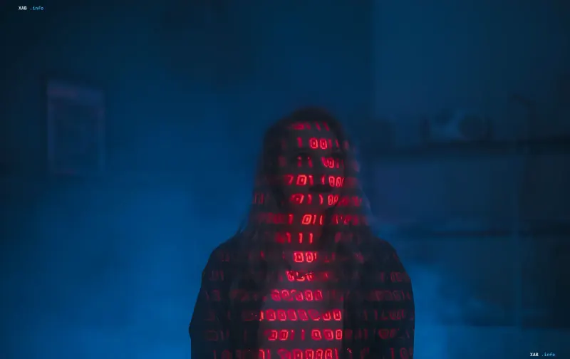 Person with digital code on their face, symbolizing AI dependency and memory loss