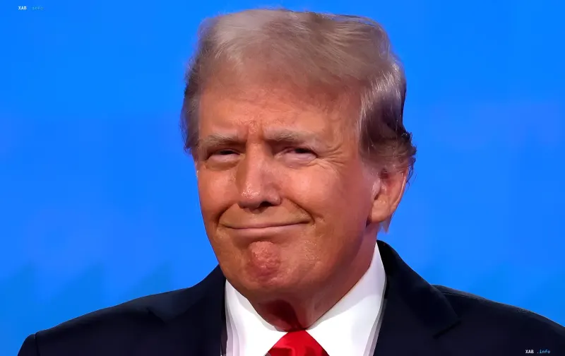 Donald Trump against a blue backdrop during the unveiling of the new US Space Force dress uniform