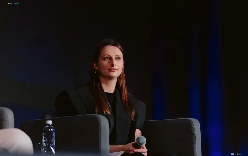 Anna Hwozdja bei einer öffentlichen Veranstaltung: zur Staatssekretärin des ukrainischen Verteidigungsministeriums für Rüstungsindustrie und Waffenexport ernannt