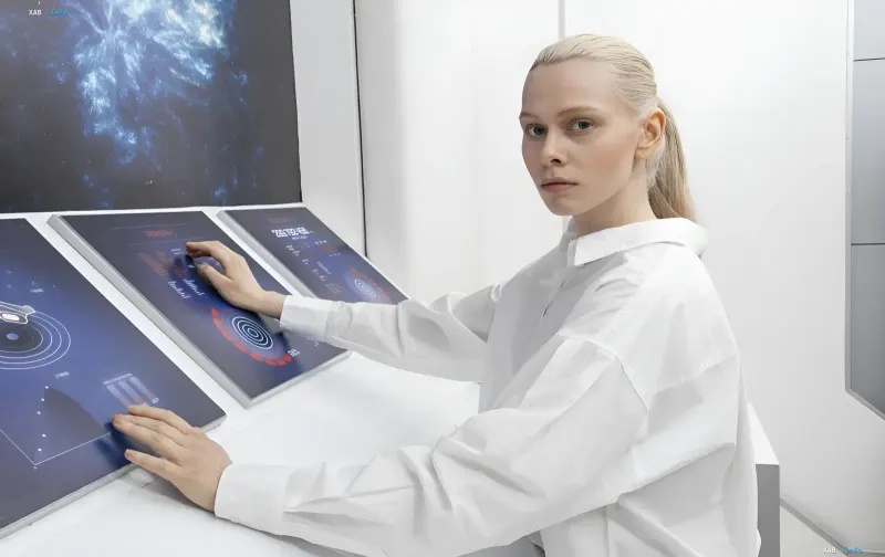 Forscherin an Touchscreens mit Neuronetz-Daten: wie ein OCR-Artefakt zum Marker für KI-Content wurde