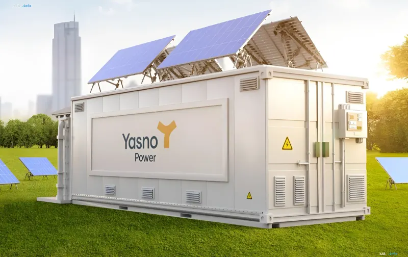 Containerized solar power plant Yasno Power on a green lawn — a financing asset under D.Solutions models without upfront payment