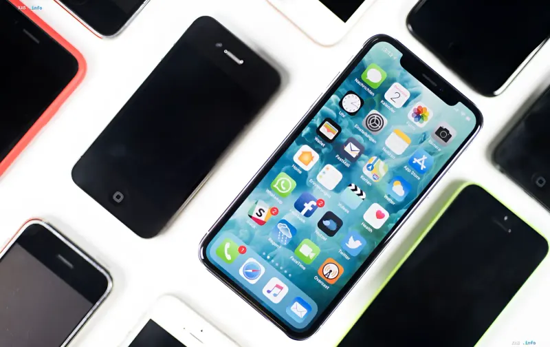 Еволюція iPhone: старі моделі з кнопкою «Додому» та сучасний смартфон із вирізом на екрані, що ілюструють 20-річну історію розвитку