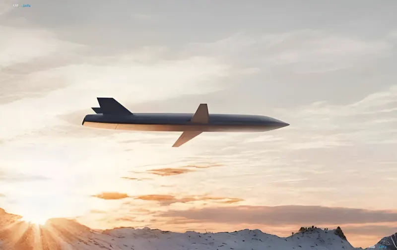 Kursrakete Ruta Block 3 von Destinus im Flug über schneebedeckten Bergen — Reichweite über 2000 km, vorgestellt auf der MSPO-2026