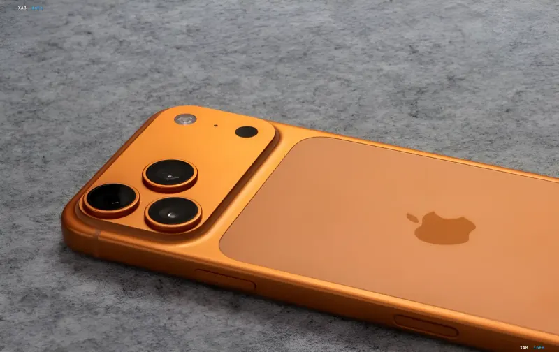 Oranger iPhone 18 Pro mit Triple-Kamera: Linsenmodul, LiDAR und Blitz, die mit iOS 27 zum professionellen Aufnahmewerkzeug werden