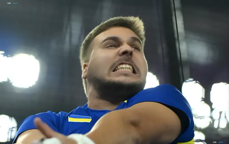 Mikhail Kokhan during his hammer throw at the World Athletics Championships, bronze medal with 78.90 m