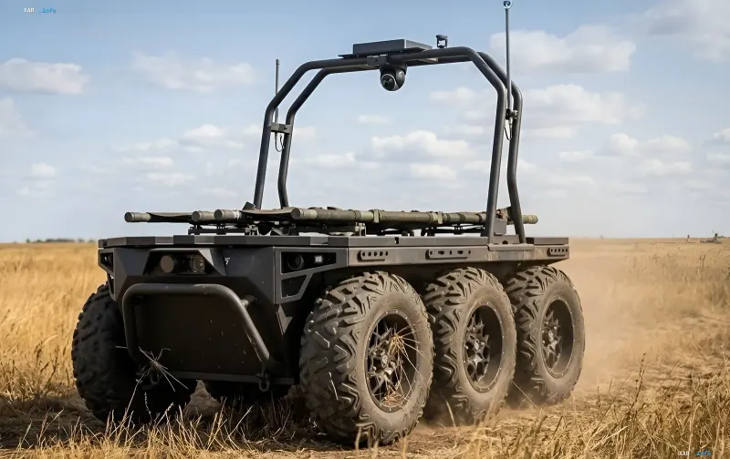 Ukrainian military robot platform by Ratel Robotics with cameras and weapon modules, acquired by Swarmer for $224 million