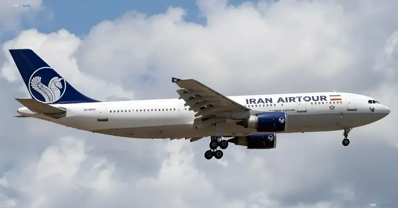 An Iranian airline aircraft at the airport amidst flight suspensions
