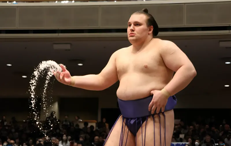 Der ukrainische Sumotori Daniil Aonishiki im Dohyo beim Aki Basho 2026 Turnier