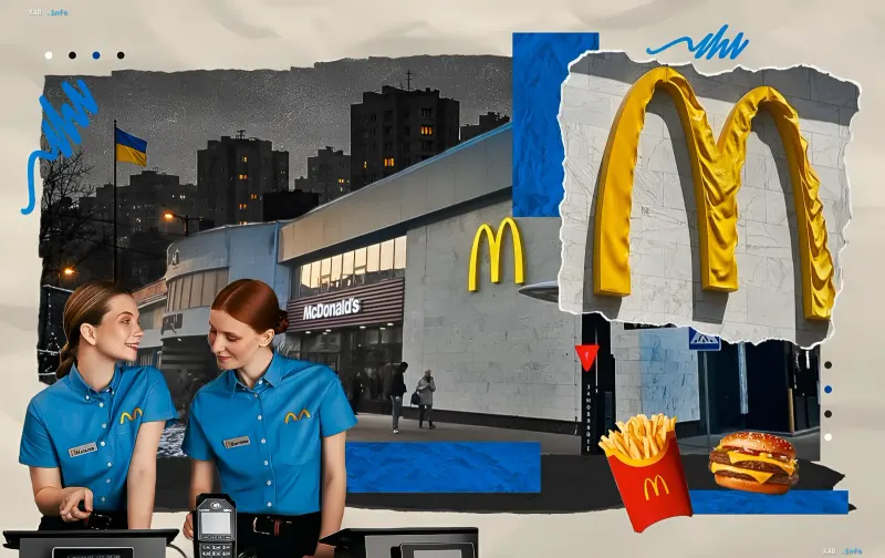 McDonald's-Restaurant in der Ukraine während des Betriebs bei Luftalarmen