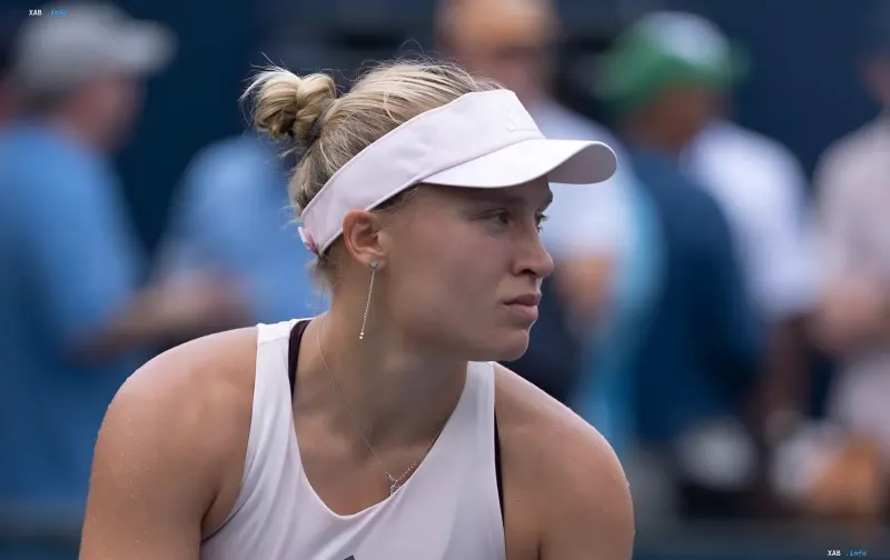 Yuliia Starodubtseva on the tennis court at the WTA tournament in Beijing