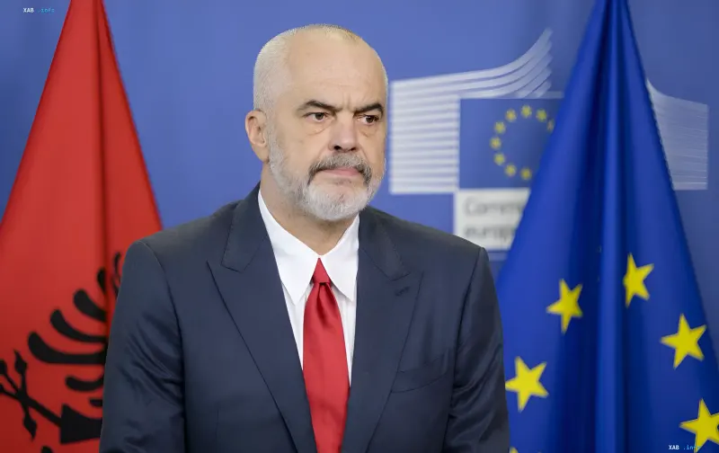 Albanian Prime Minister Edi Rama speaking at an event