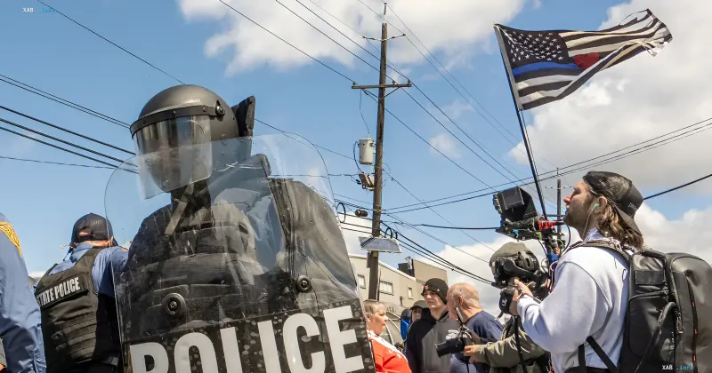 US police during a protest against illegal immigration