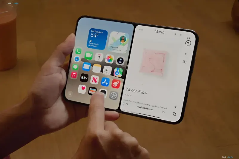 Foldable iPhone Duo smartphone by Apple with a replaceable display protective layer