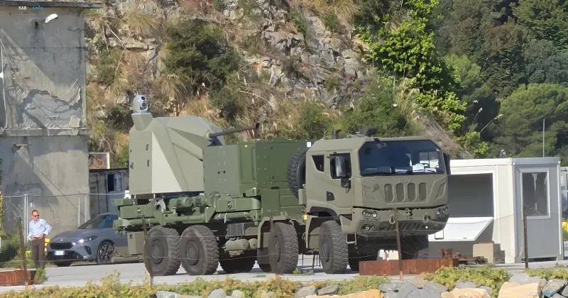 Leonardo's Hystrix 40 ADS self-propelled anti-aircraft system during trials