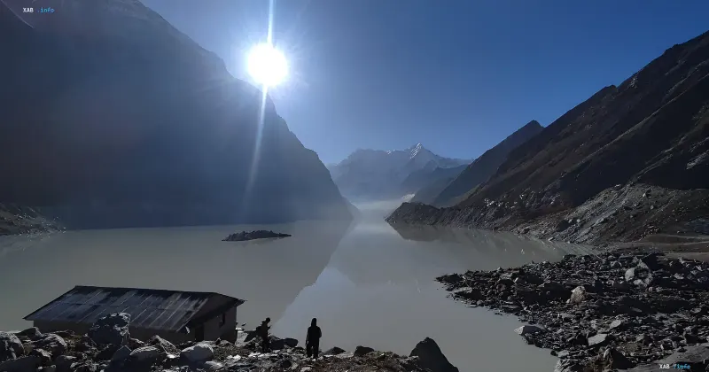 Glacial lake in the mountains of Nepal