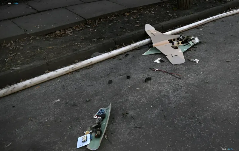 Drone wreckage at an impact site in Moldova