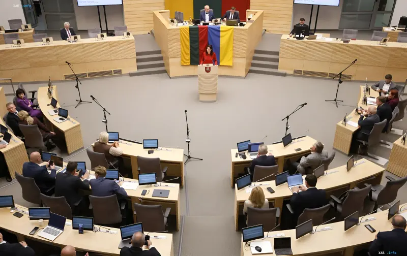 The Seimas building in Vilnius during the discussion of constitutional amendments