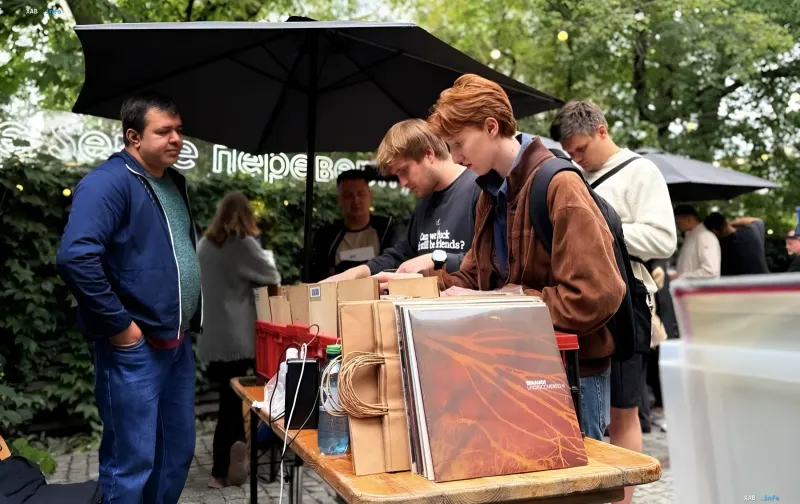 Vinyl records at the Vinyl Market fair in Kyiv