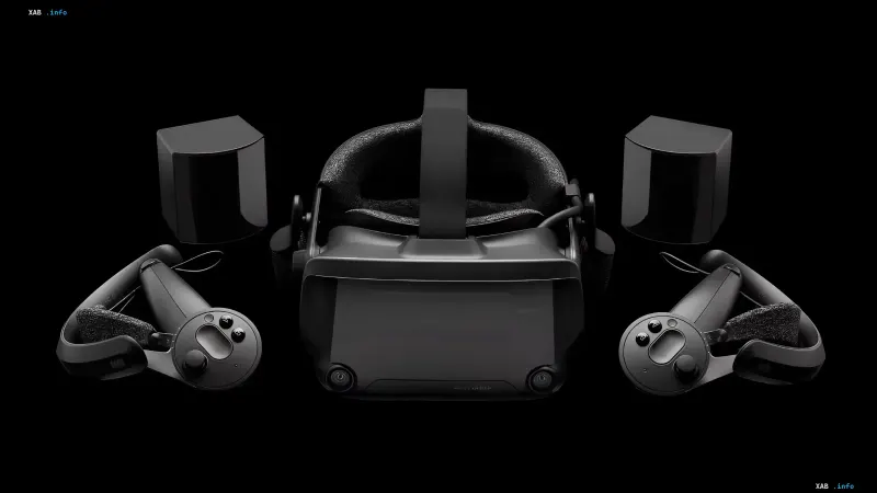 Valve Index virtual reality headset on display