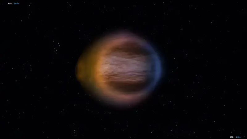 Illustration of the egg-shaped exoplanet WASP-17b against a starry background