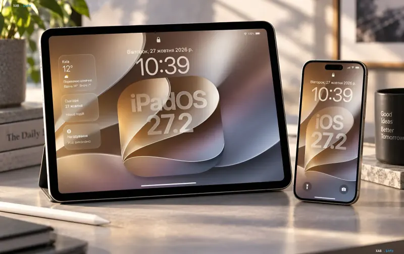 Ein iPad Tablet und ein iPhone Smartphone auf einem hellen Tisch mit geöffneten iOS- und iPadOS-Updates