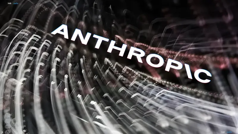 Логотип Anthropic на тлі цифрових світлових хвиль та абстрактних даних