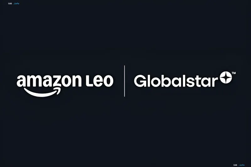 Логотипы Amazon Leo и Globalstar на темном фоне в рамках сделки по спутниковой связи