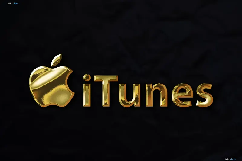 Golden Apple logo and iTunes text on a black background