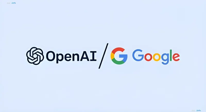 Логотипи OpenAI та Google розділені скісною рискою на світлому тлі
