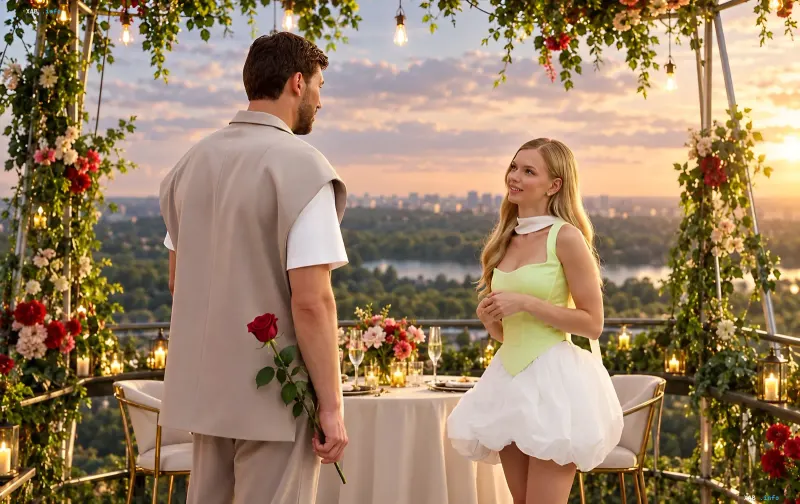 Viacheslav Kravtsov and Valeriia Polianska on an aerial date on The Bachelor show