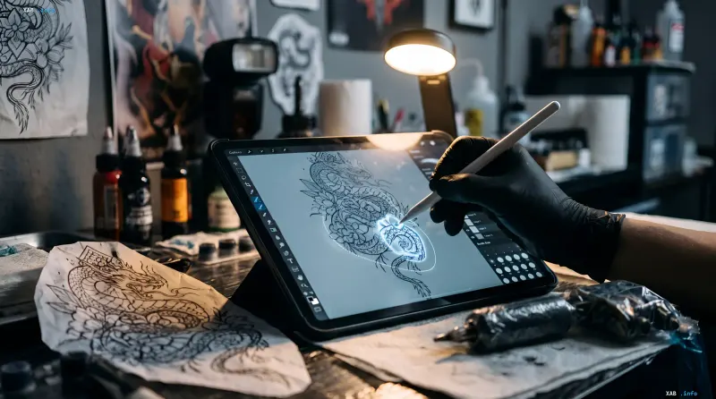 Interface of the free online tattoo sketch generator by Tatufoto in a browser