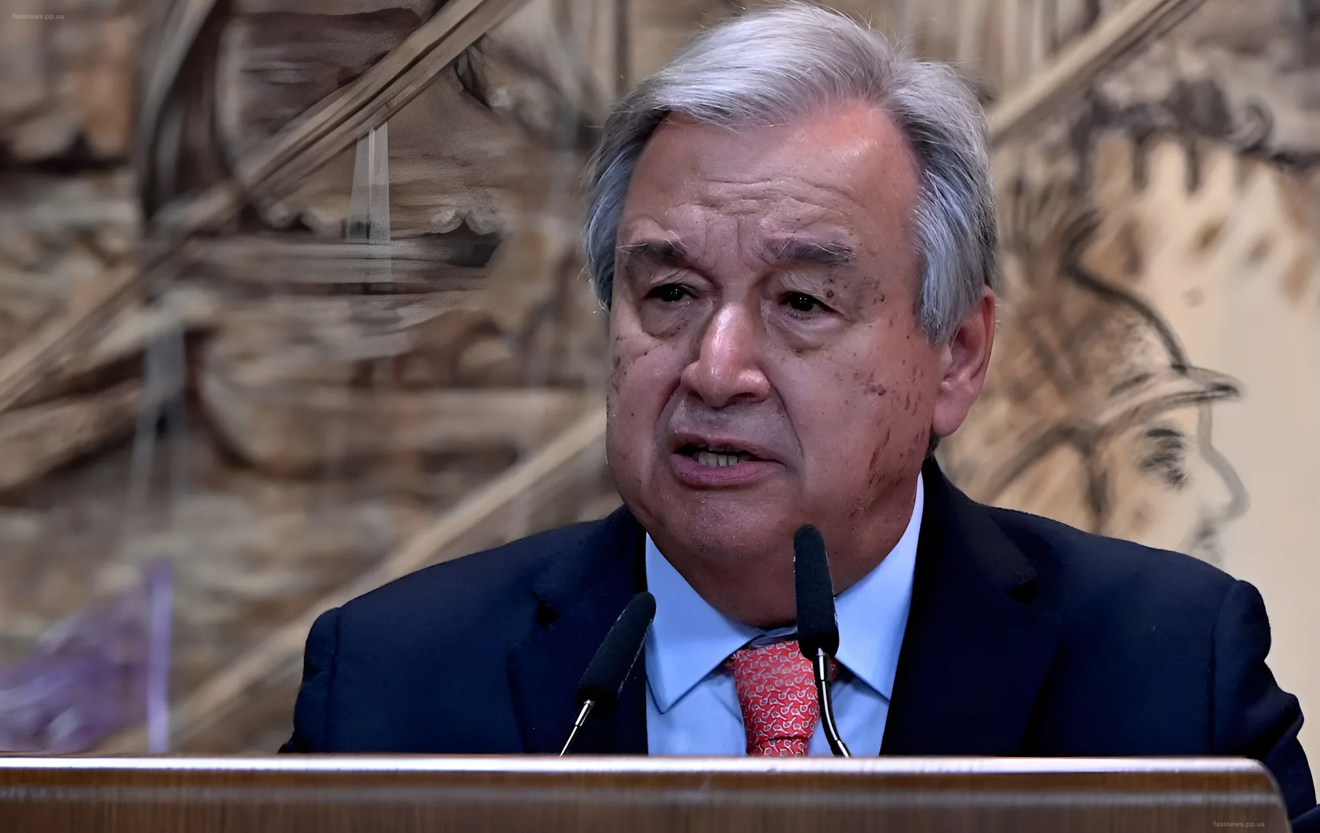 UN Secretary-General António Guterres makes a statement on the war in Ukraine