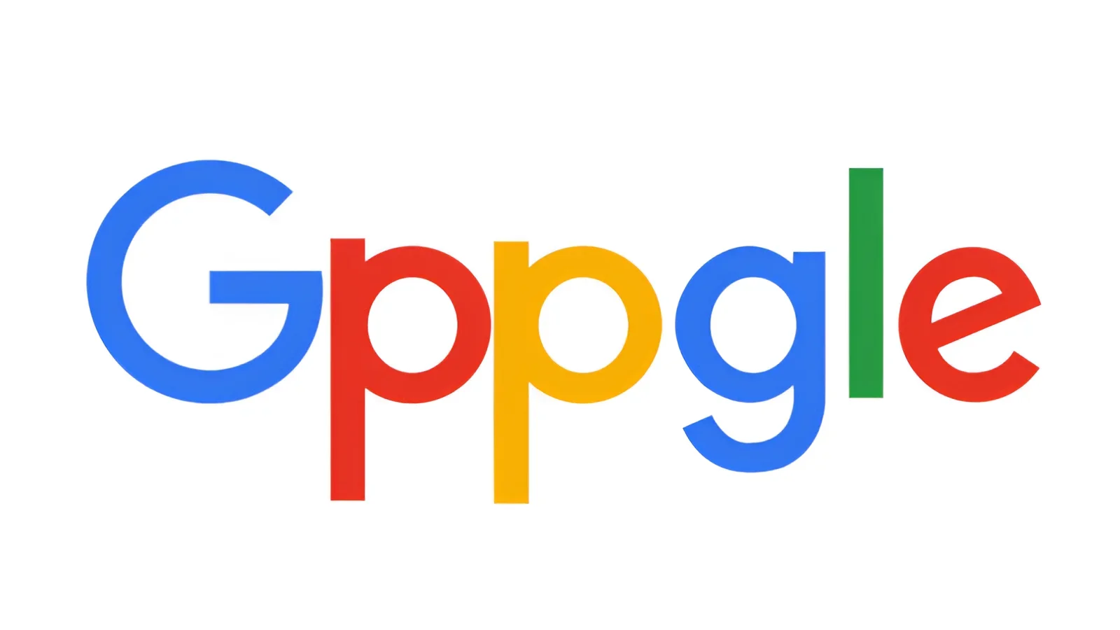 Логотип Google с ошибкой в написании, где буквы G и O заменены на P, иллюстрирующая неспособность ИИ считать символы