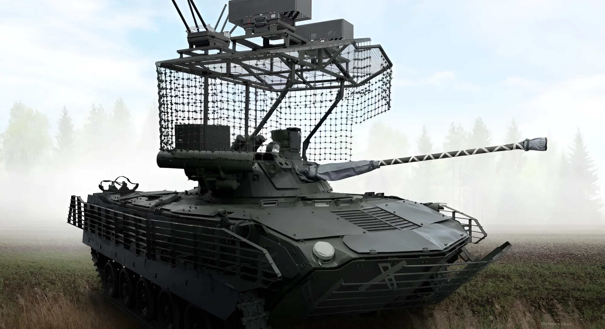 Модернизированная боевая машина десанта БМД-2М с установленным боевым модулем Берег в поле