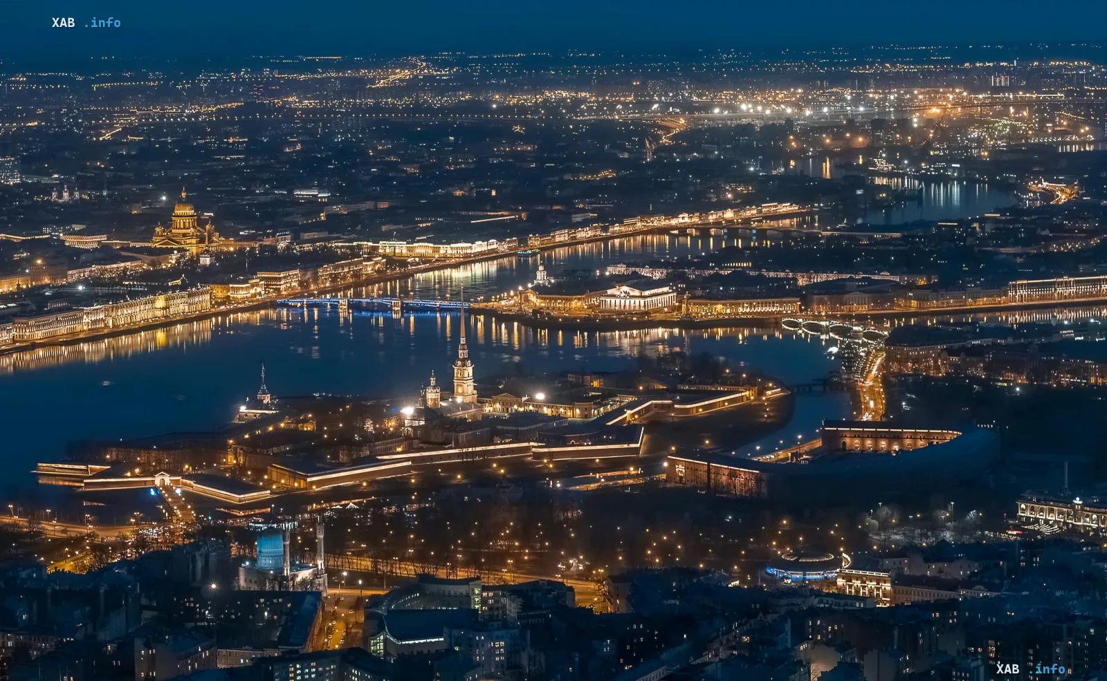 Night view of St. Petersburg with Peter and Paul Fortress and Neva River, symbolizing the return of German delegations to St. Petersburg Economic Forum