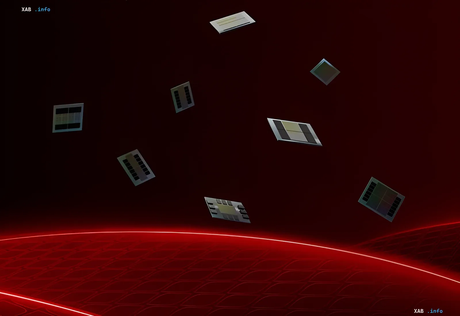 Микрочипы TSMC в воздухе на красном фоне, символизирующие запуск производства в Дрездене